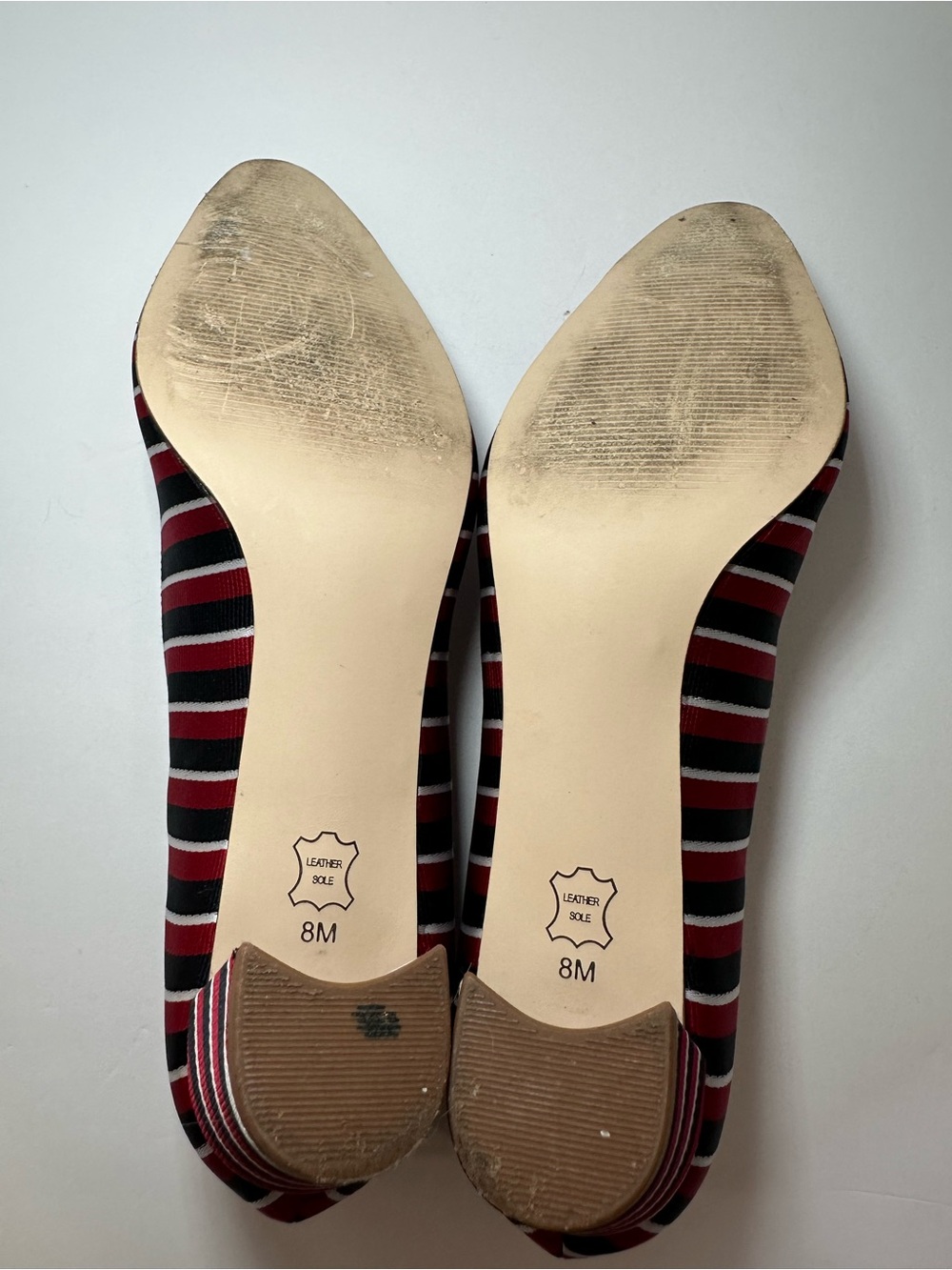 Talbots Women’s Red, White & Blue Stripe Kelsey Block Almond Toe Pumps- Size 8 - Picture 5 of 11